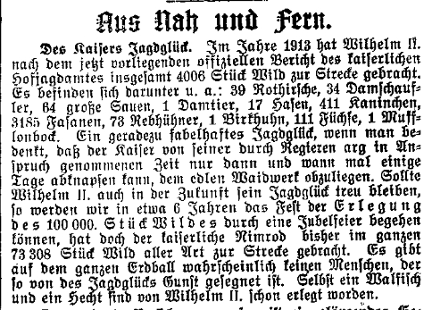 Ironischer Kommentar des »Lübecker Volksboten« vom 9. Juni 1914.