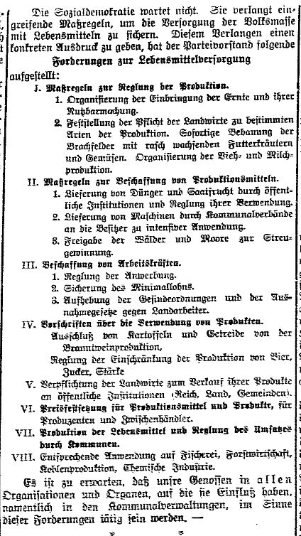 Ausschnitt aus der »Volksstimme« (Magdeburg) vom 15. August 1914.